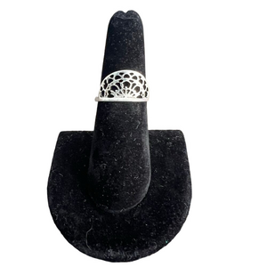 Silver Tone Crescent Laser Cut Unique Earring - Size 6.75 6 3/4